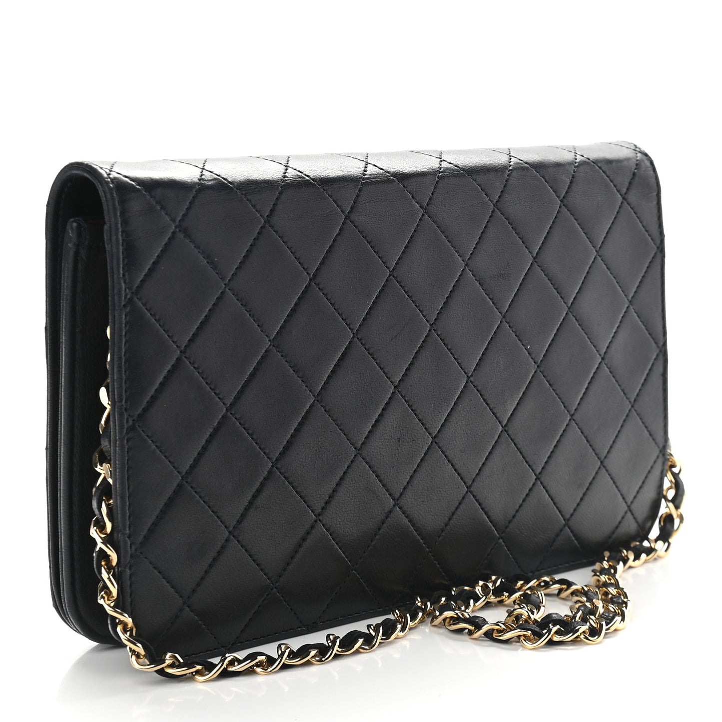 Lambskin Quilted Small Single Flap Bag Navy