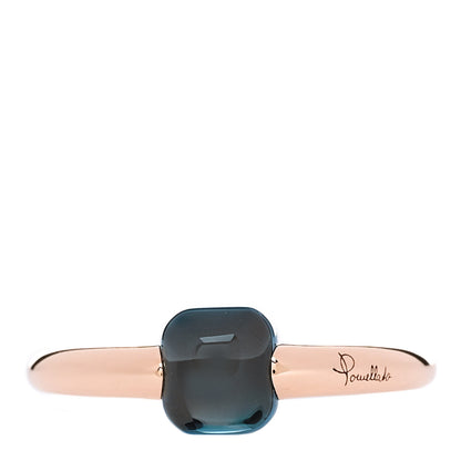 Pomellato 18K Rose Gold London Blue Topaz M'Ama Non M'Ama Ring 53 6.25 1 of 7
