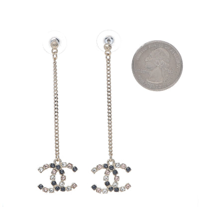 Chanel Crystal CC Drop Earrings Pink Grey Gold 2 of 5