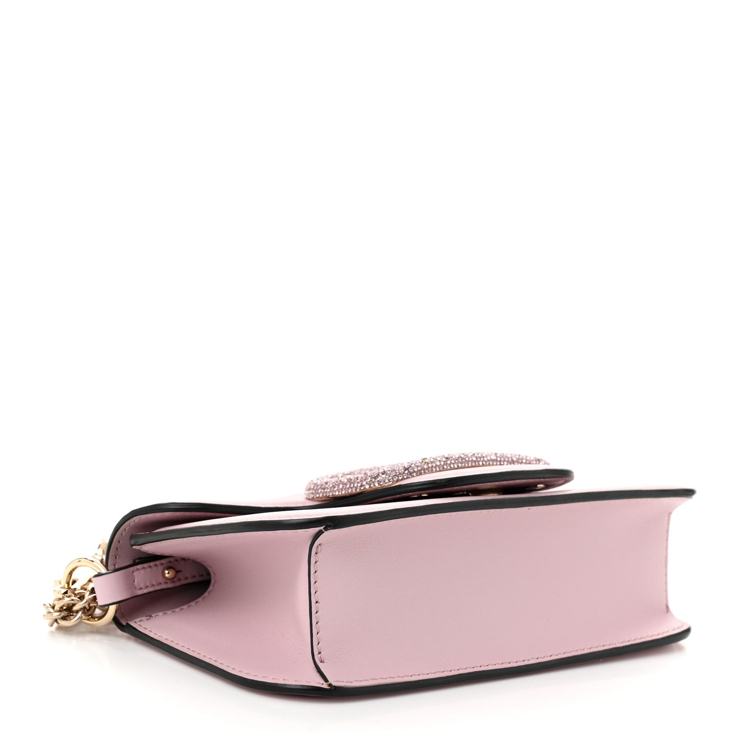 Valentino Garavani Calfskin Crystal Vlogo Small Loco Shoulder Bag Water Lilies 4 of 11