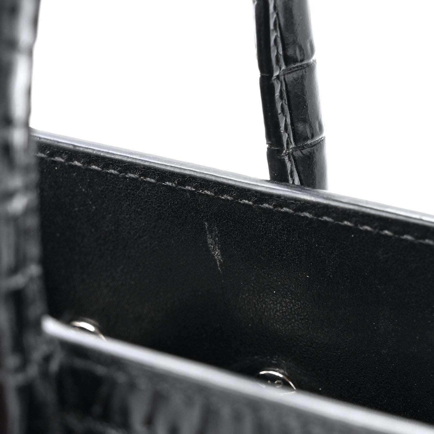 Saint Laurent Calfskin Crocodile Embossed Baby Sac De Jour Black 10 of 13
