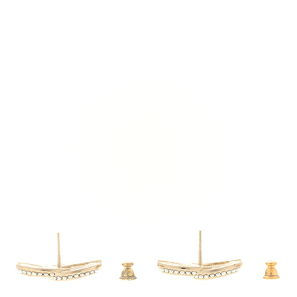 Chanel Crystal Pearl Chain Mania CC Earrings Gold 3 of 4