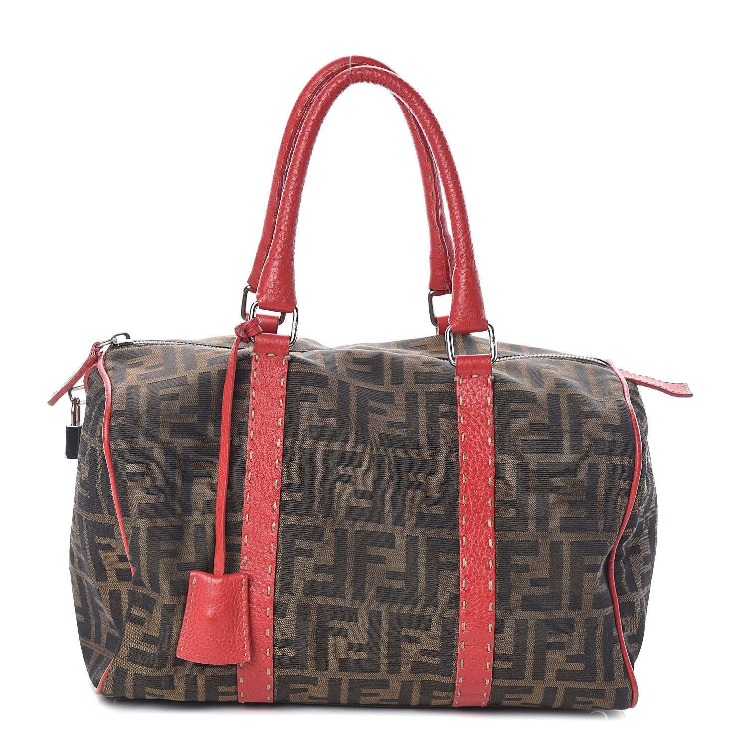 Fendi Zucca Cuoio Romano Selleria Medium Boston Tobacco Rosso Scuro 1 of 16
