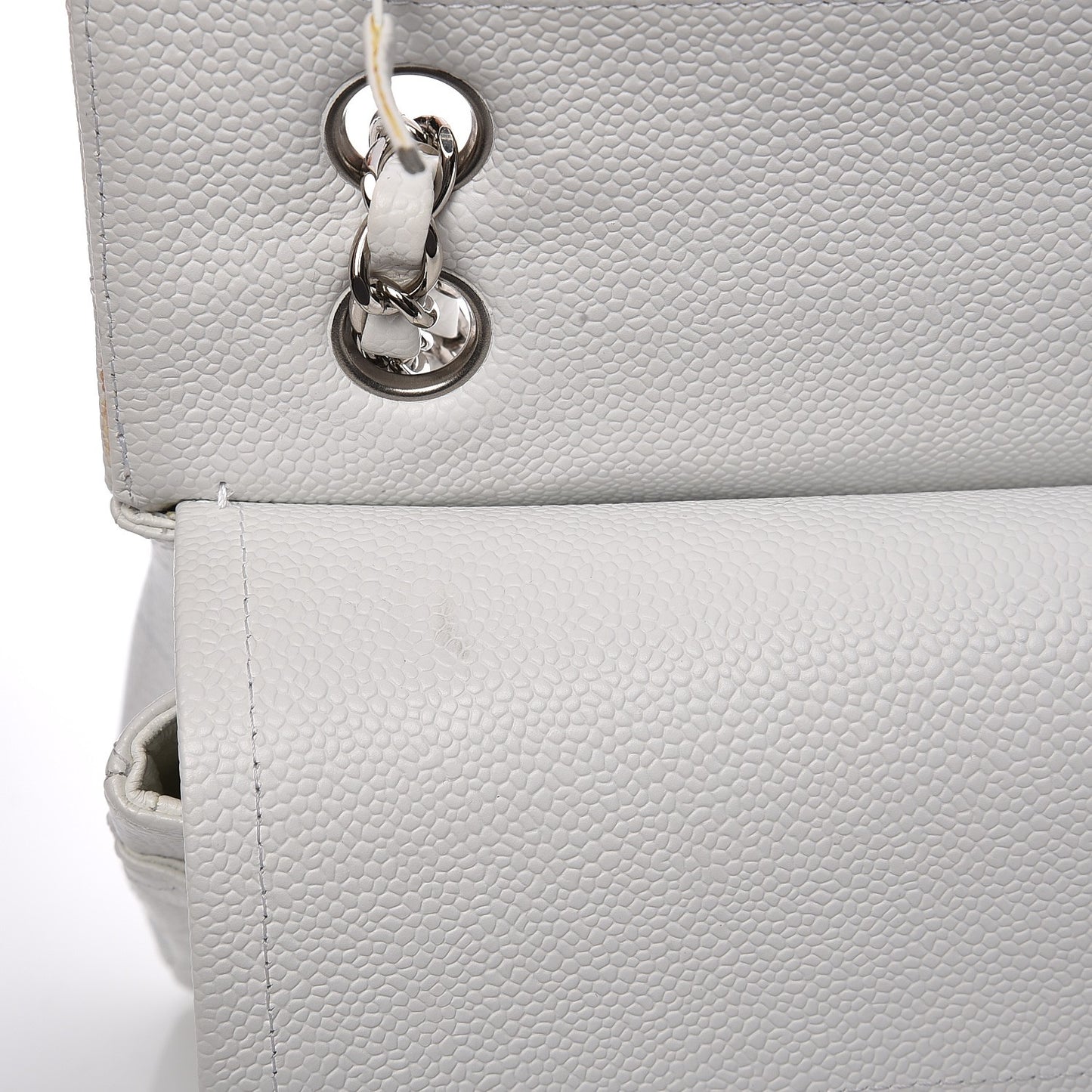 Caviar Quilted Medium Double Flap White