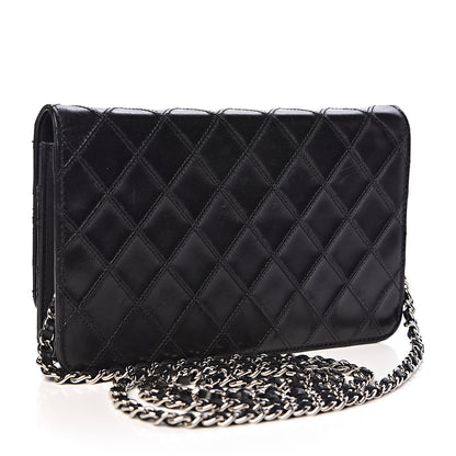Chanel Lambskin Diamond Stitched Wallet On Chain WOC Black 3 of 12