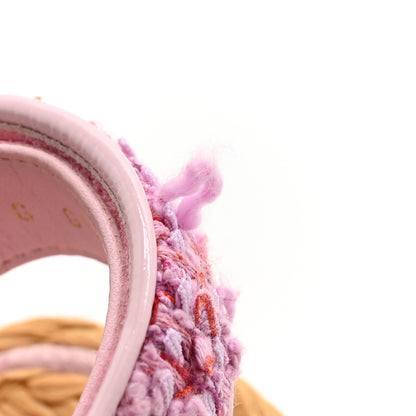 Chanel Tweed Patent Calfskin Velcro Dad Sandals 37.5 Pink Multicolor 13 of 14