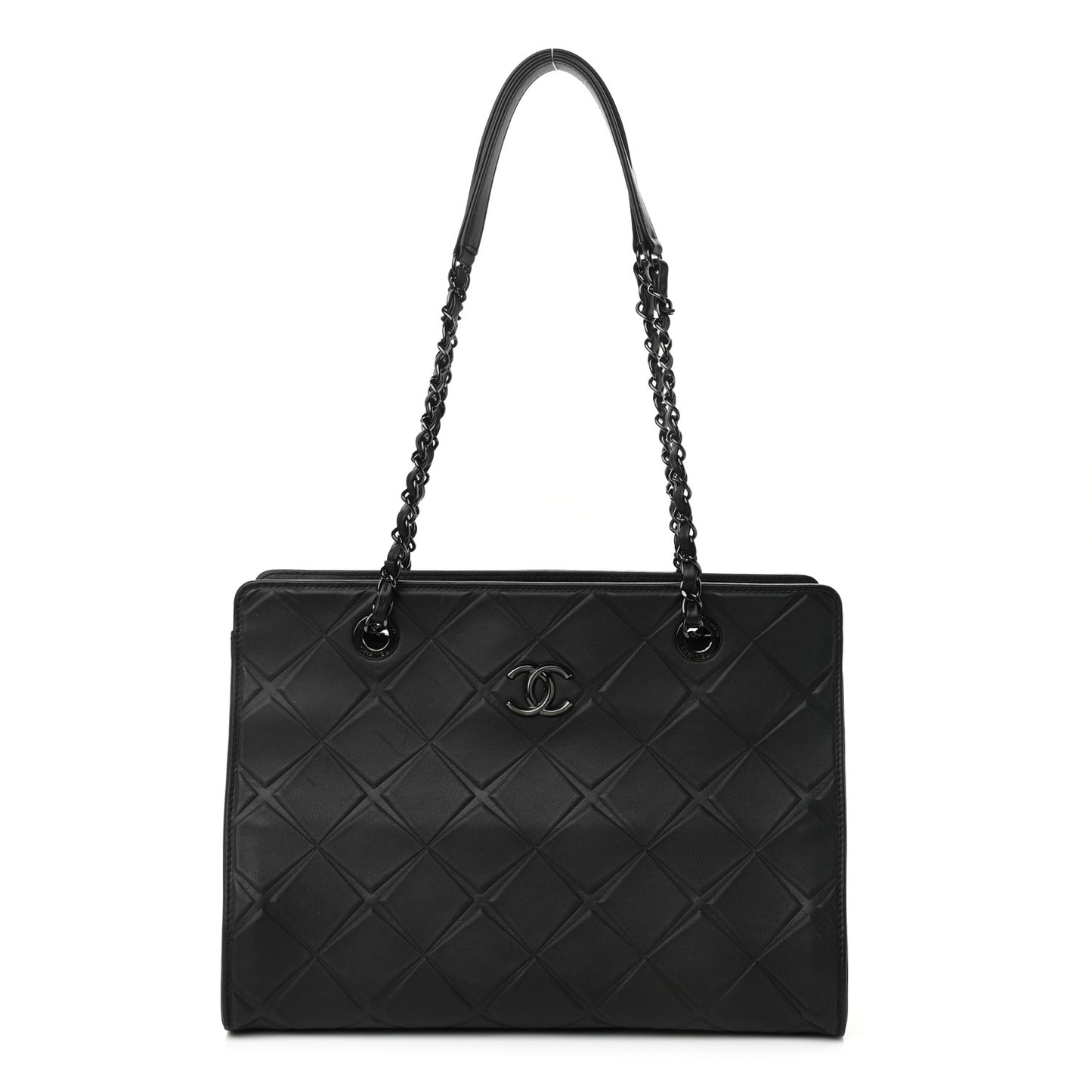 Calfskin Propeller Shopping Tote Black