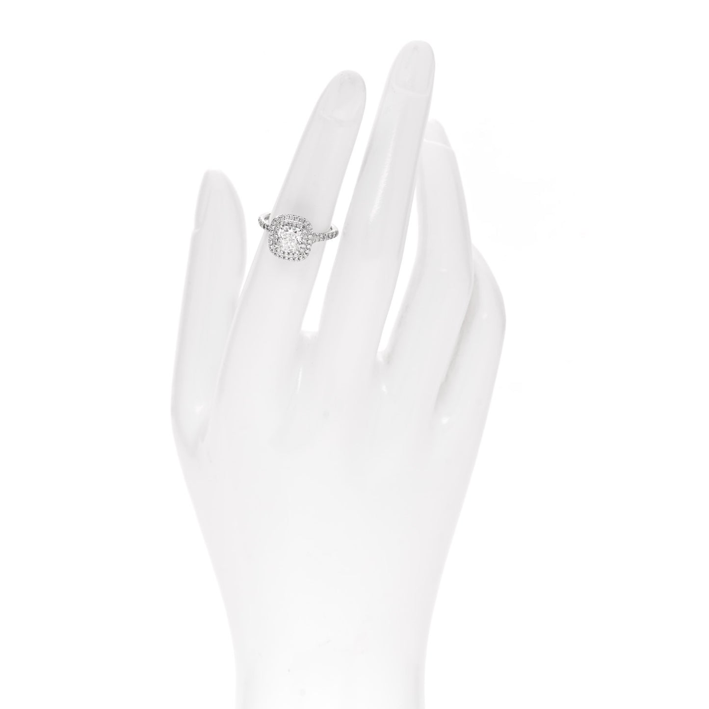 Platinum Diamond 1.10ct Soleste Cushion Cut Double Halo Engagement Ring 49 4.75