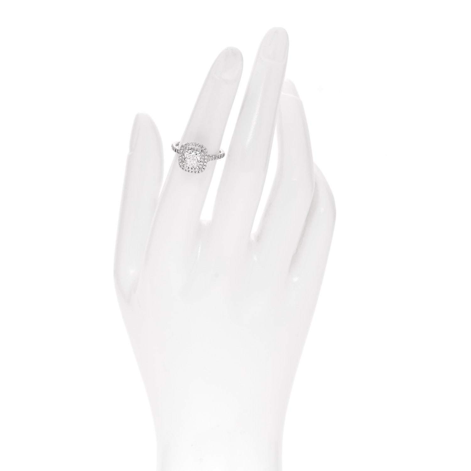 Tiffany Platinum Diamond 1.10ct Soleste Cushion Cut Double Halo Engagement Ring 49 4.75 2 of 7