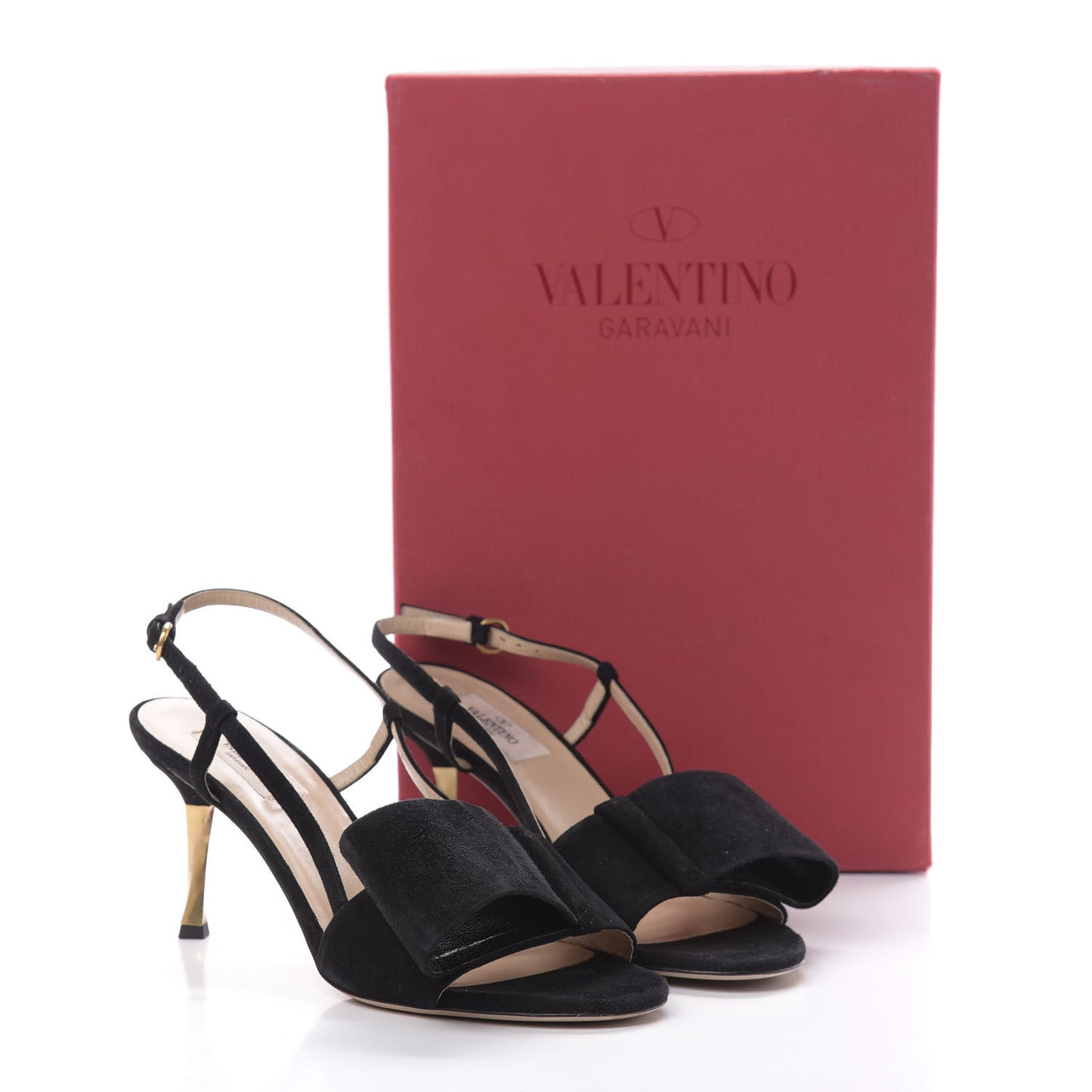 Suede Bowow Slingback Pumps 38 Black