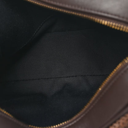 Saint Laurent Raffia Canvas Monogram Lou Camera Bag Dark Chocolate 5 of 10