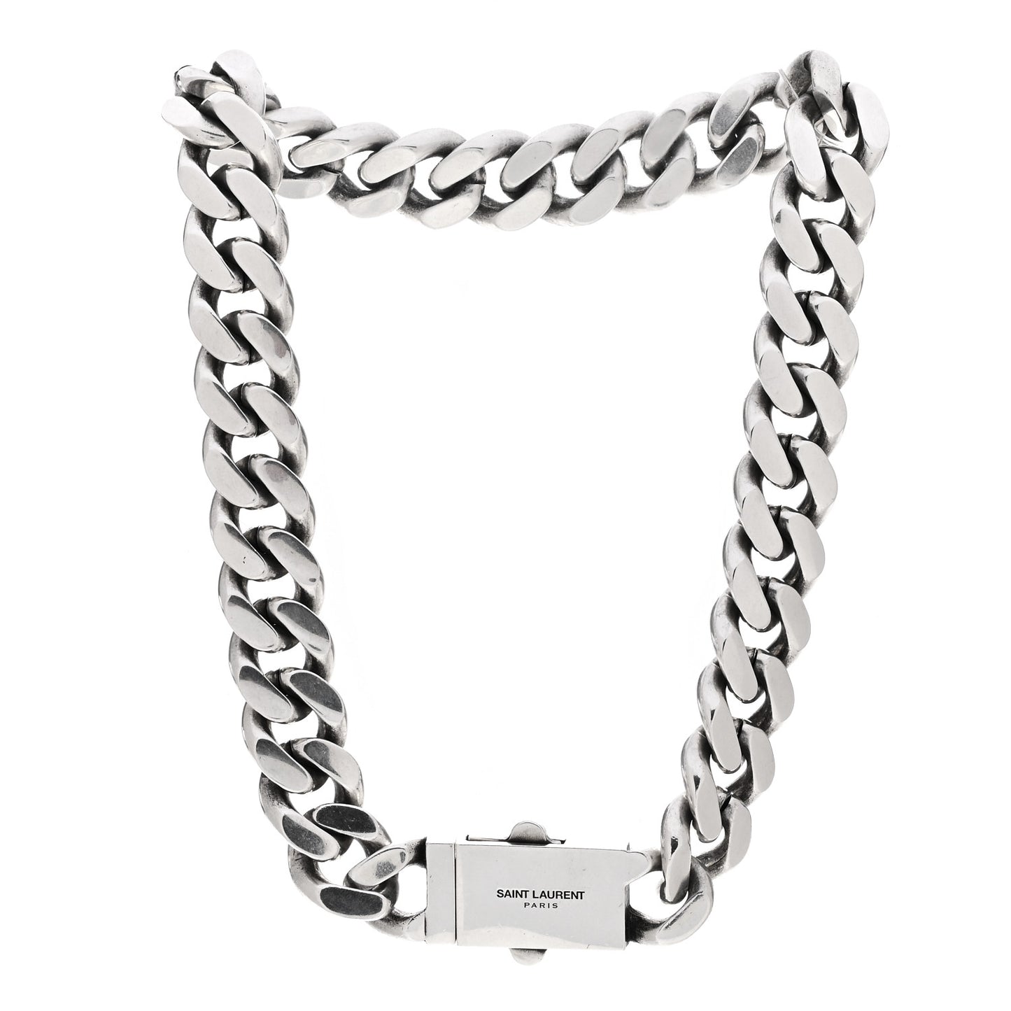 Metal Curb Chain Necklace Oxidized Silver