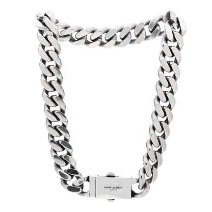 Saint Laurent Metal Curb Chain Necklace Oxidized Silver 2 of 3