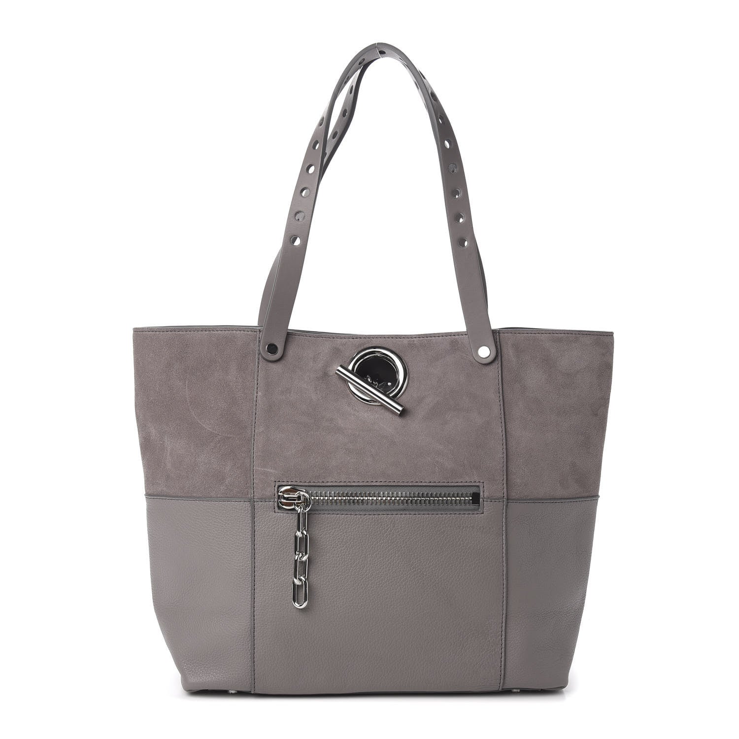 Alexander Wang Pebbled Calfskin Suede Chain Riot Tote Grey 1 of 8