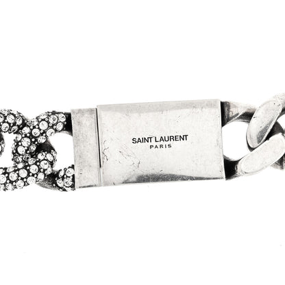 Saint Laurent Crystal Curb Chain Necklace Oxidized Silver 4 of 4