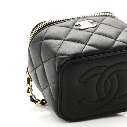 Chanel Lambskin Quilted Top Handle Mini Vanity Case With Chain Black 8 of 9