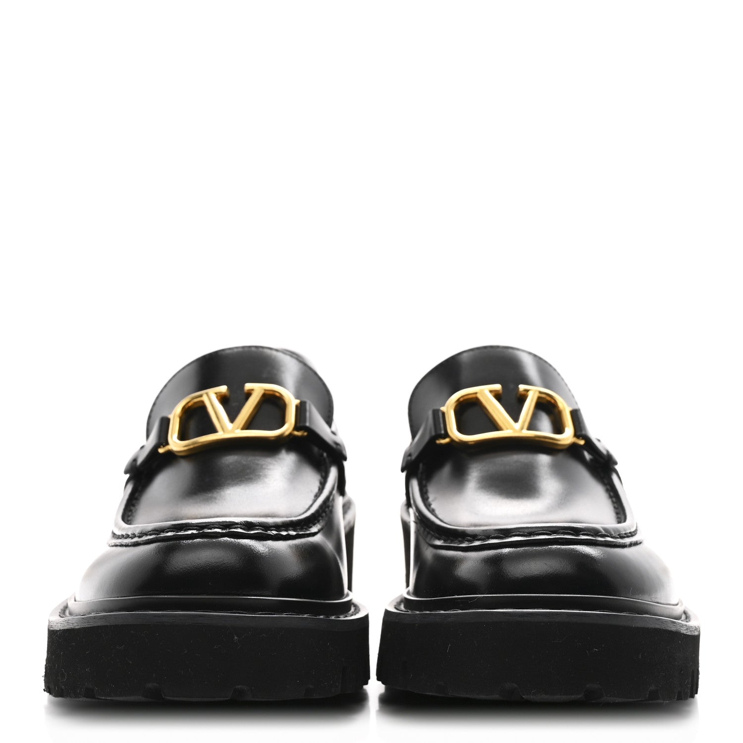 Valentino Garavani Calfskin Vlogo Loafers 37.5 Black 3 of 10