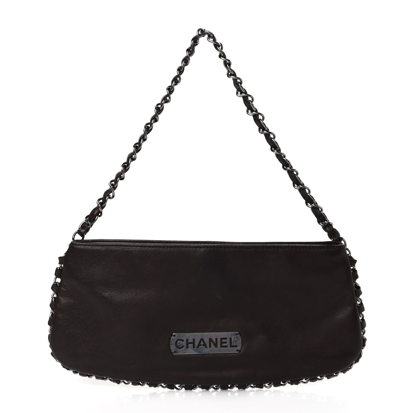 Calfskin Logo Pochette Brown