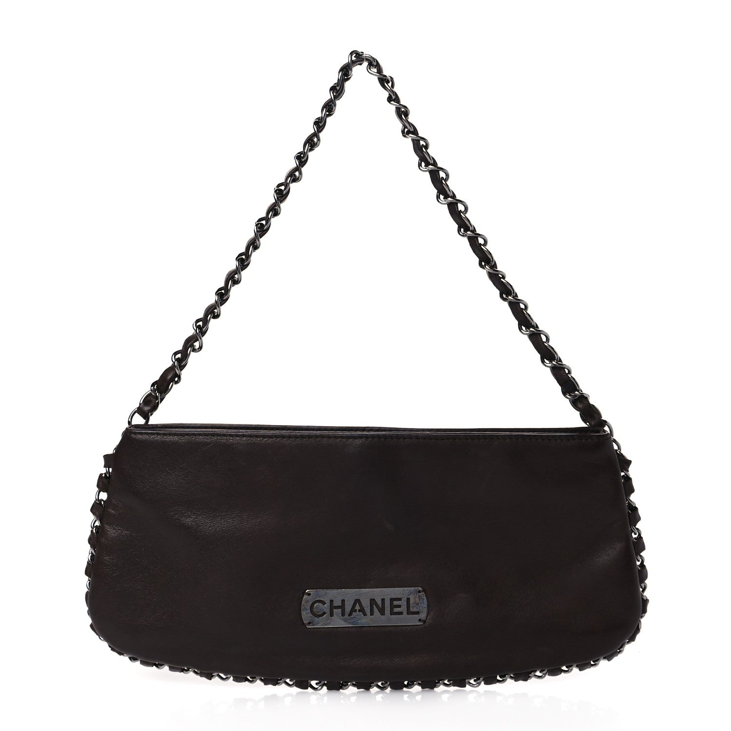 Chanel Calfskin Logo Pochette Brown 1 of 9