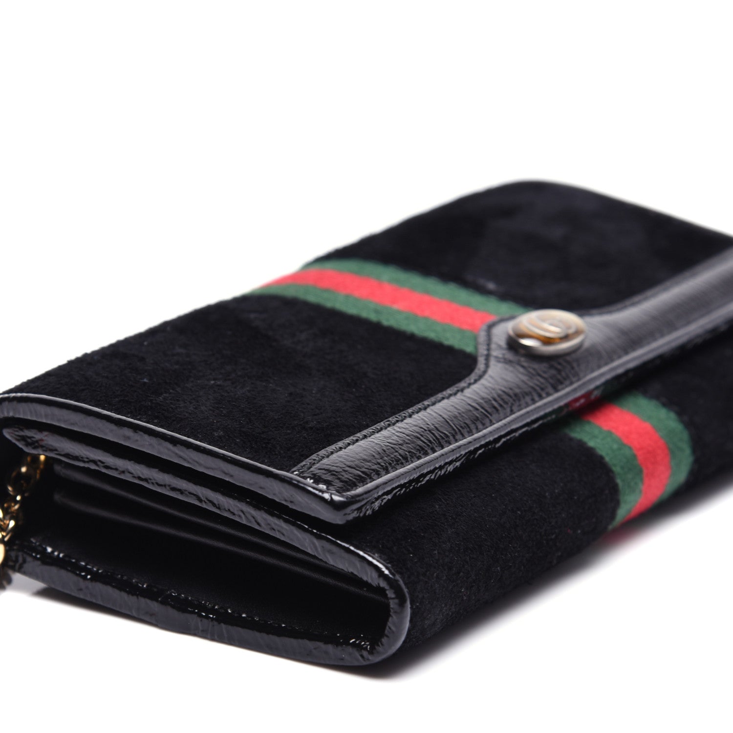 Gucci Suede Patent Web Ophidia Wallet On Chain Black 6 of 13
