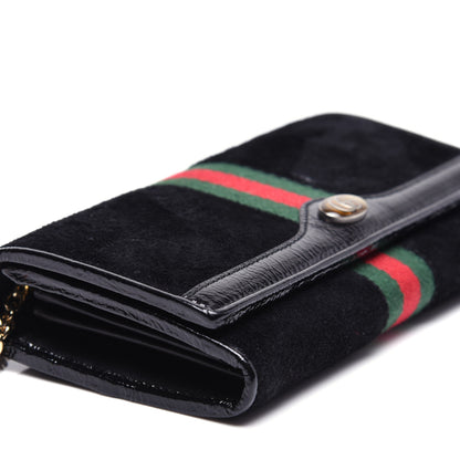 Gucci Suede Patent Web Ophidia Wallet On Chain Black 6 of 13
