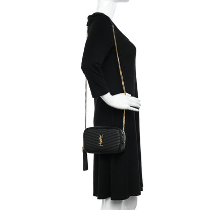 Saint Laurent Grain De Poudre Matelasse Monogram Mini Lou Camera Bag Black 2 of 10