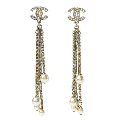 Chanel Pearl CC Chain Drop Earrings Gold 1 of 5