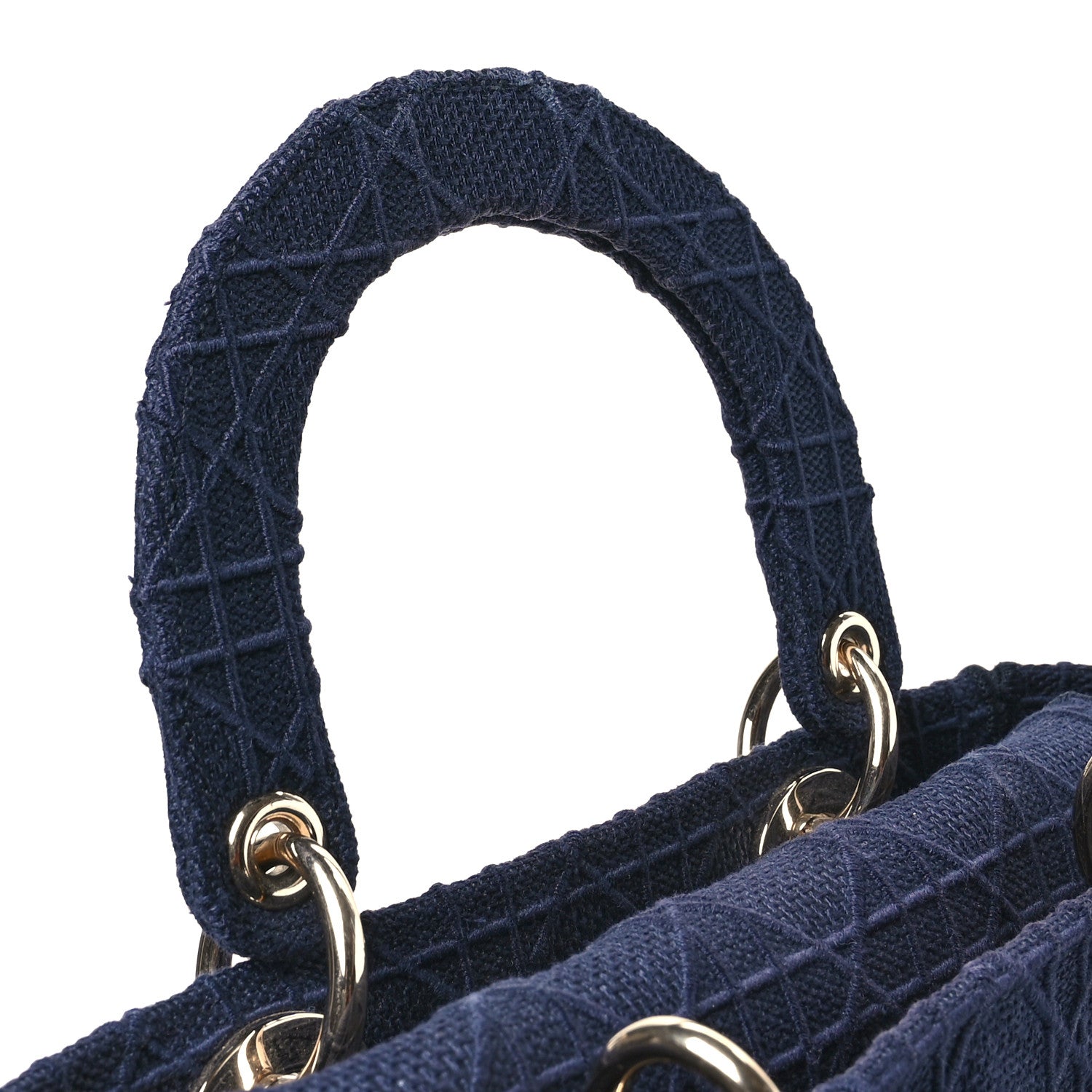 Christian Dior Canvas Embroidered Cannage Medium Lady D-Lite Navy 13 of 13