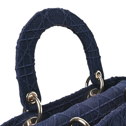 Christian Dior Canvas Embroidered Cannage Medium Lady D-Lite Navy 13 of 13