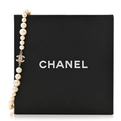 Chanel Graduated Pearl Crystal CC Long Necklace White 5 of 5