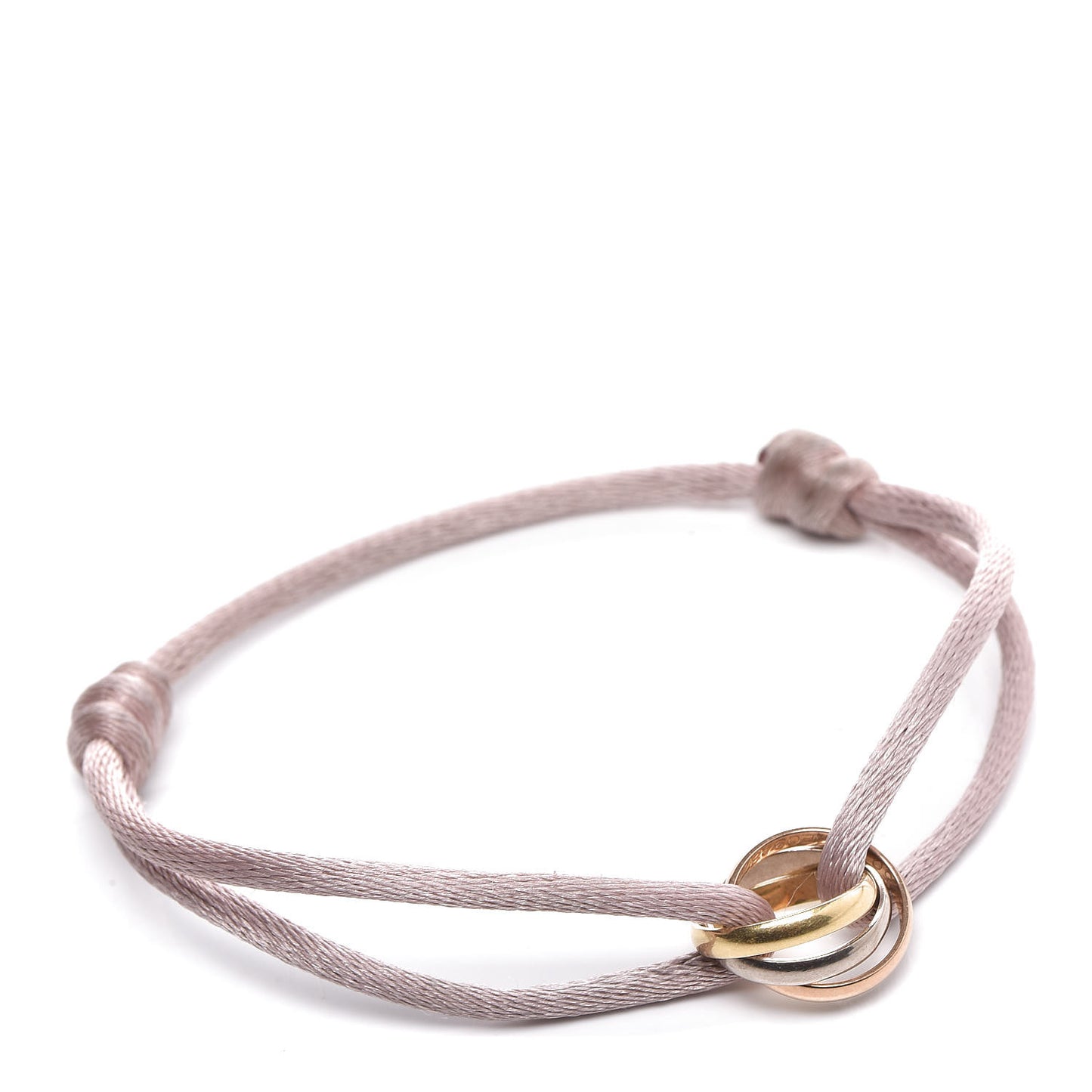 18K Pink Yellow White Gold Trinity Adjustable Cord Bracelet Pink