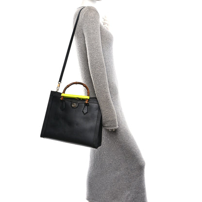 Gucci Calfskin Medium Diana Tote Bag Black Yellow Fluo 2 of 10