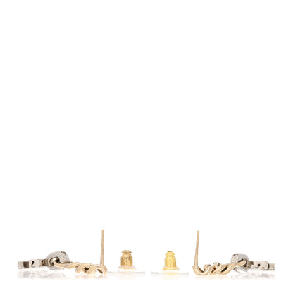 Chanel Metal Crystal CC Chain Drop Earrings Gold 3 of 5