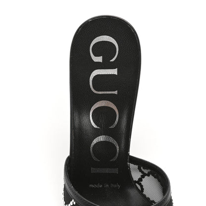 Gucci Tela Retino Kid Scamosciato Crystal GG Monogram Square Demi Mule Sandals 35.5 Black 7 of 9