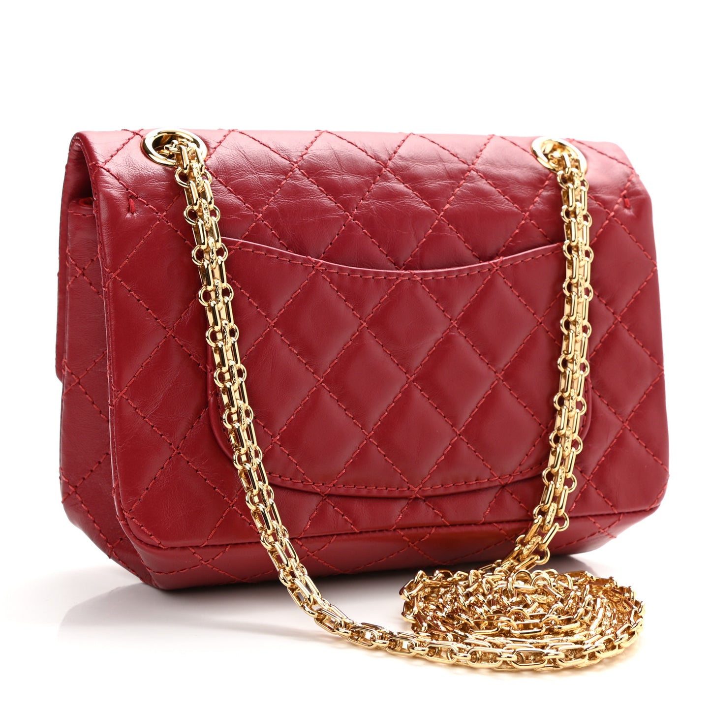 Aged Calfskin Quilted 2.55 Reissue Mini Flap Red