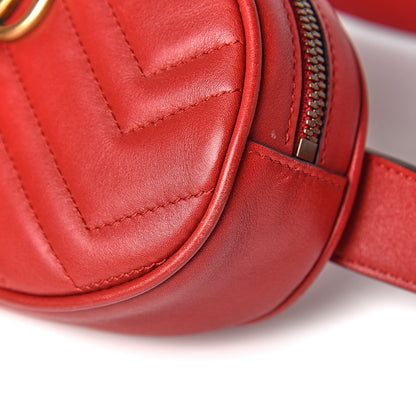 Gucci Calfskin Matelasse GG Marmont Belt Bag 85 34 Hibiscus Red 11 of 14