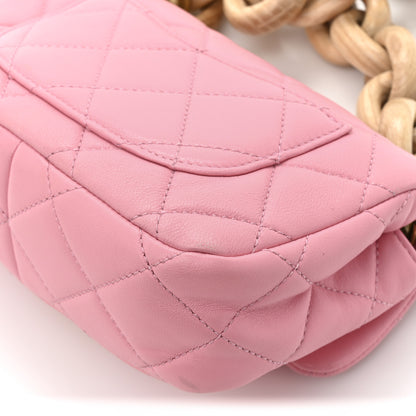 Chanel Lambskin Wenge Quilted Mini Fashion Wood Square Flap Pink 24 of 29