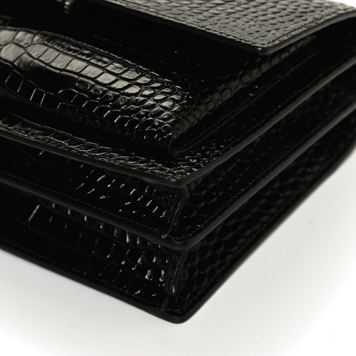 Calfskin Crocodile Embossed Medium Monogram Sunset Black
