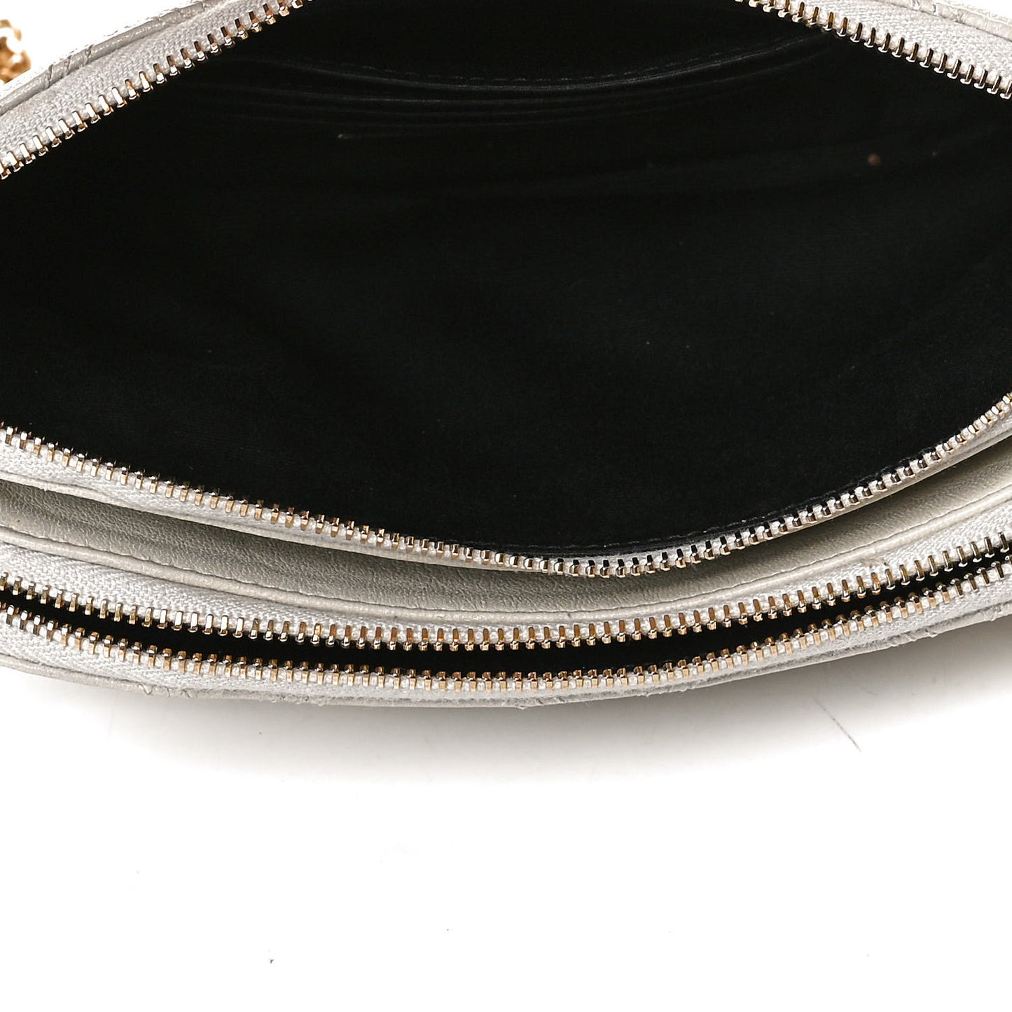 Grained Lambskin Quilted Mini Becky Double Zip Bag Vintage White