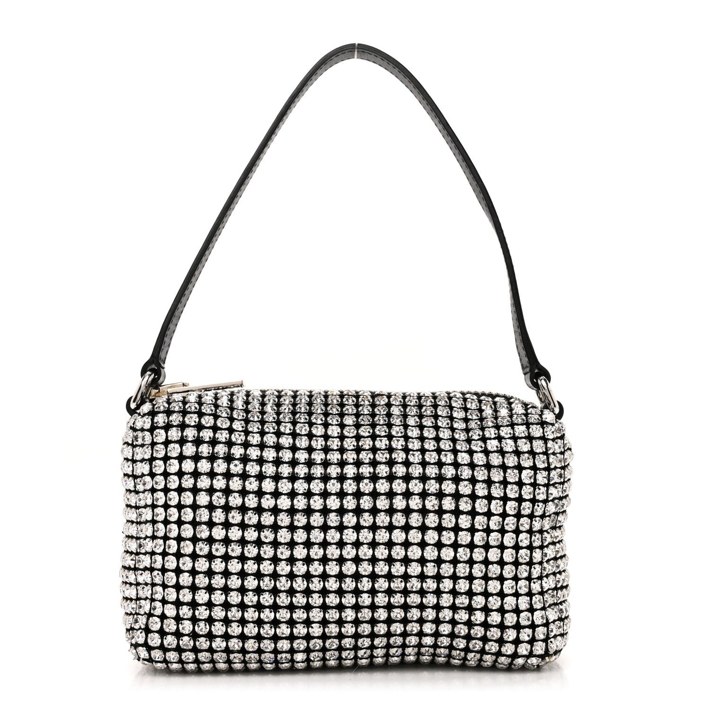Mesh Crystal Rhinestone Mini Heiress Pouch Black Silver
