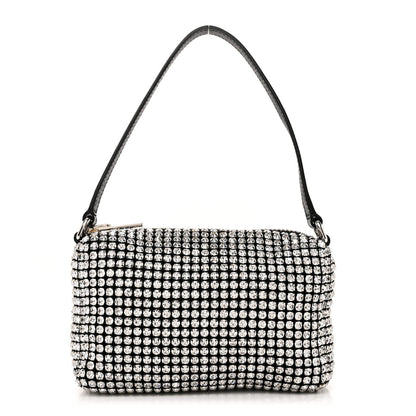 Alexander Wang Mesh Crystal Rhinestone Mini Heiress Pouch Black Silver 1 of 9