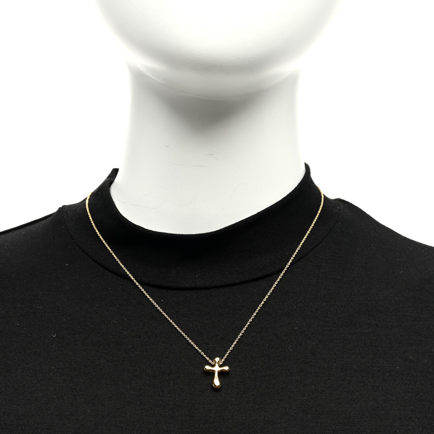 Tiffany 18K Yellow Gold 12mm Elsa Peretti Cross Pendant Necklace 2 of 4