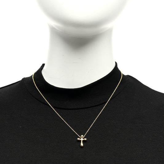 18K Yellow Gold 12mm Elsa Peretti Cross Pendant Necklace