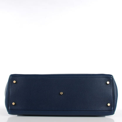 Hermes Taurillon Clemence Shoulder Kelly 40 Bleu De Malte 6 of 21