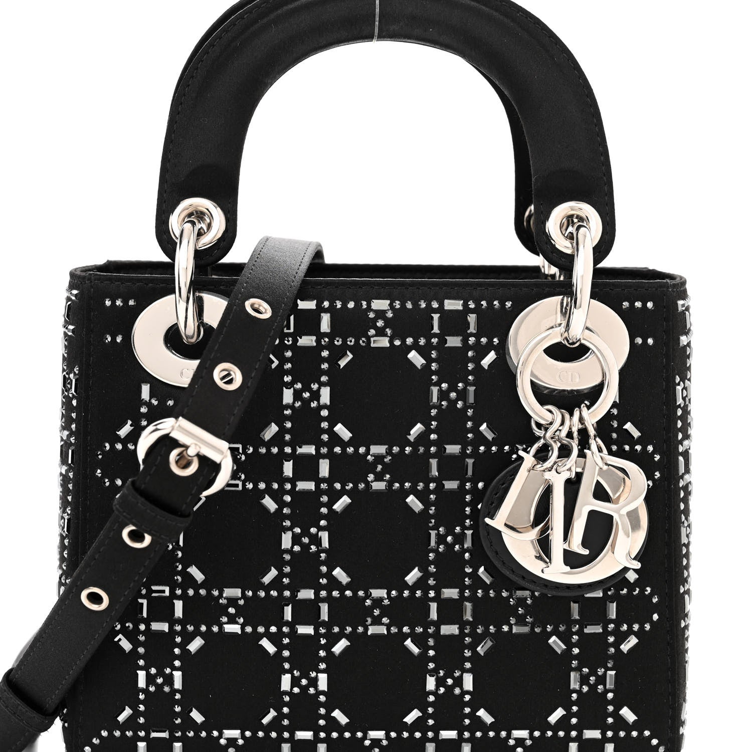 Christian Dior Satin Crystal Cannage Mini Lady Dior Black 7 of 10