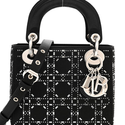 Christian Dior Satin Crystal Cannage Mini Lady Dior Black 7 of 10
