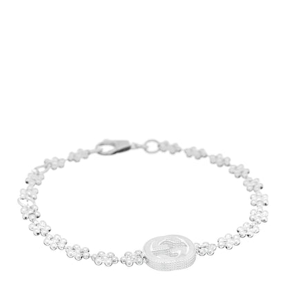 Gucci Sterling Silver Interlocking GG Beaded Flower Bracelet 1 of 3