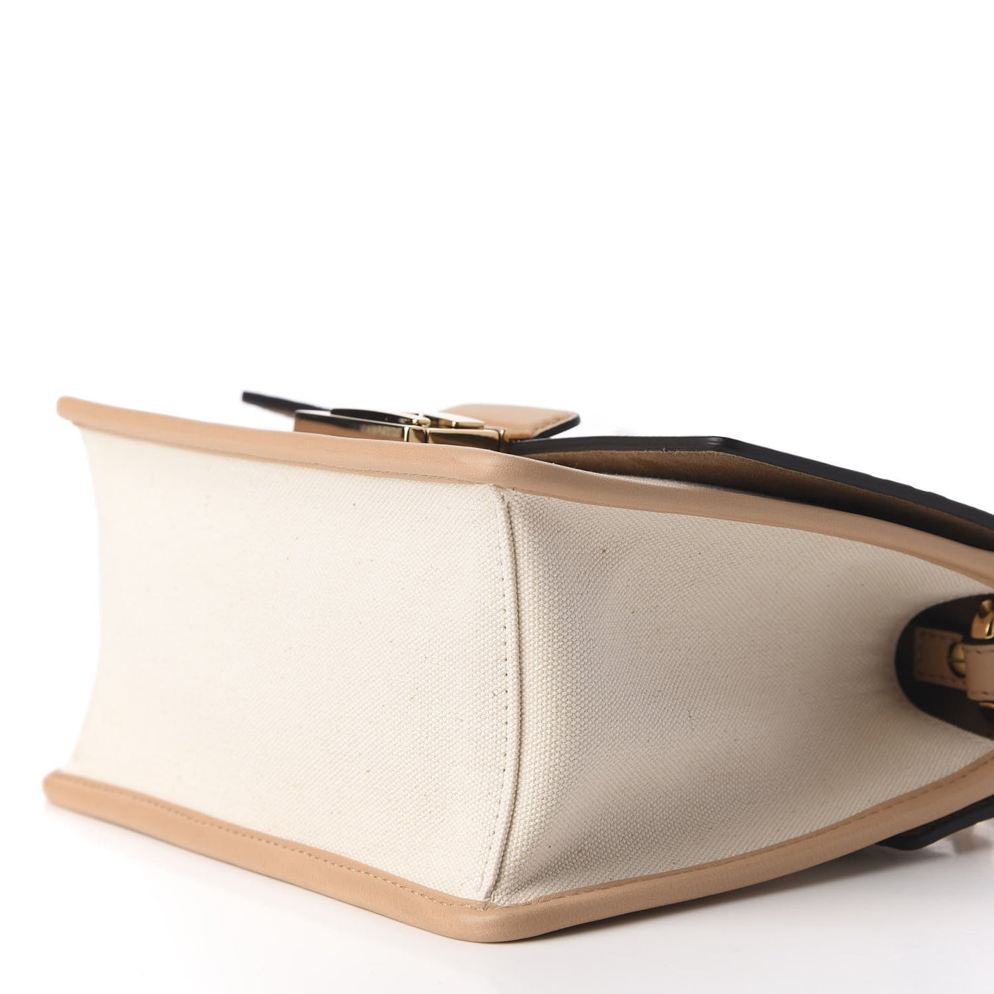 Vitello Cristallo Nature Canvas FF 1974 Embossed Small Kan U Shoulder Bag Makeup Grezzo