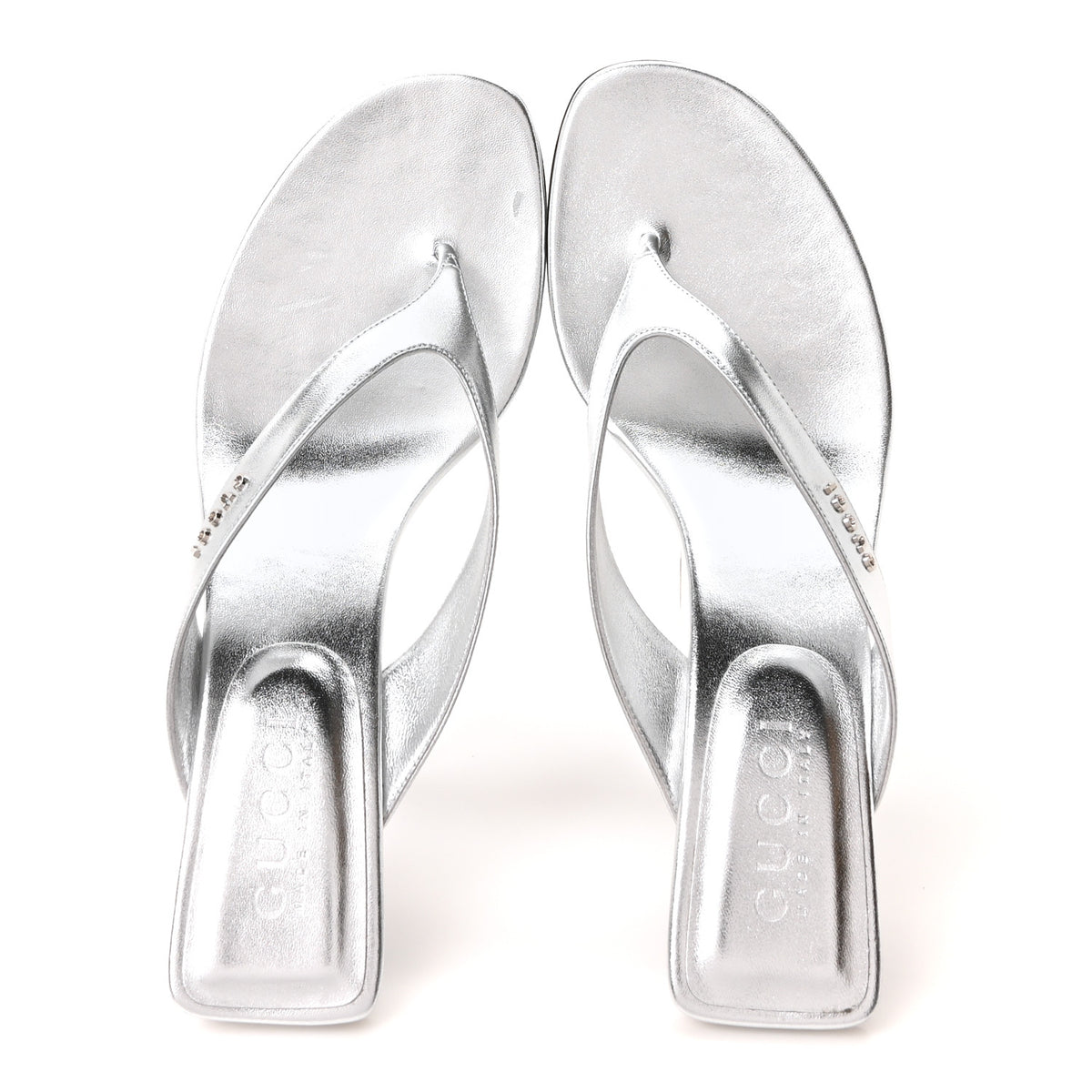 Nappa Silk Vittoria Thong Sandals 40.5 Silver