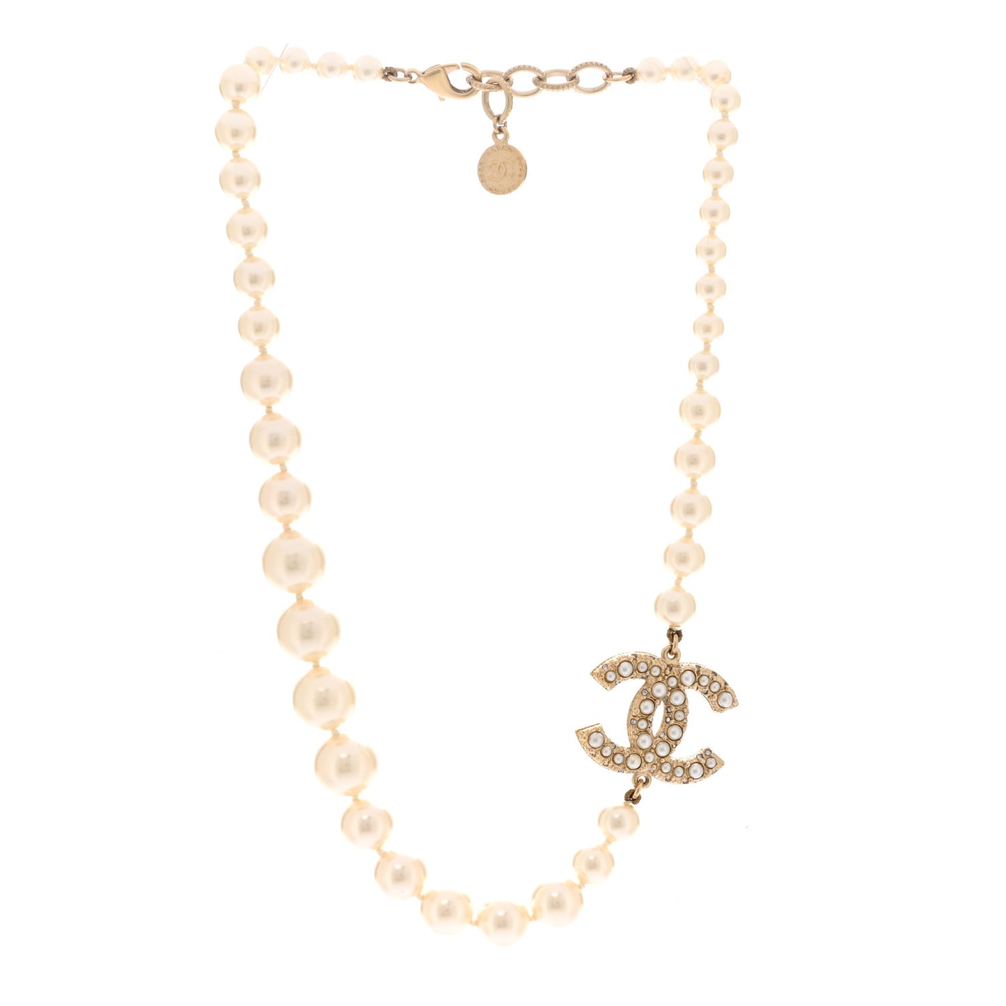 Pearl CC 100th Anniversary Necklace Light Gold